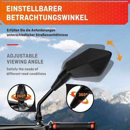 Fahrradspiegel E-Bike HD Konvexspiegel Flexibilität Rückspiegel Echtglas
