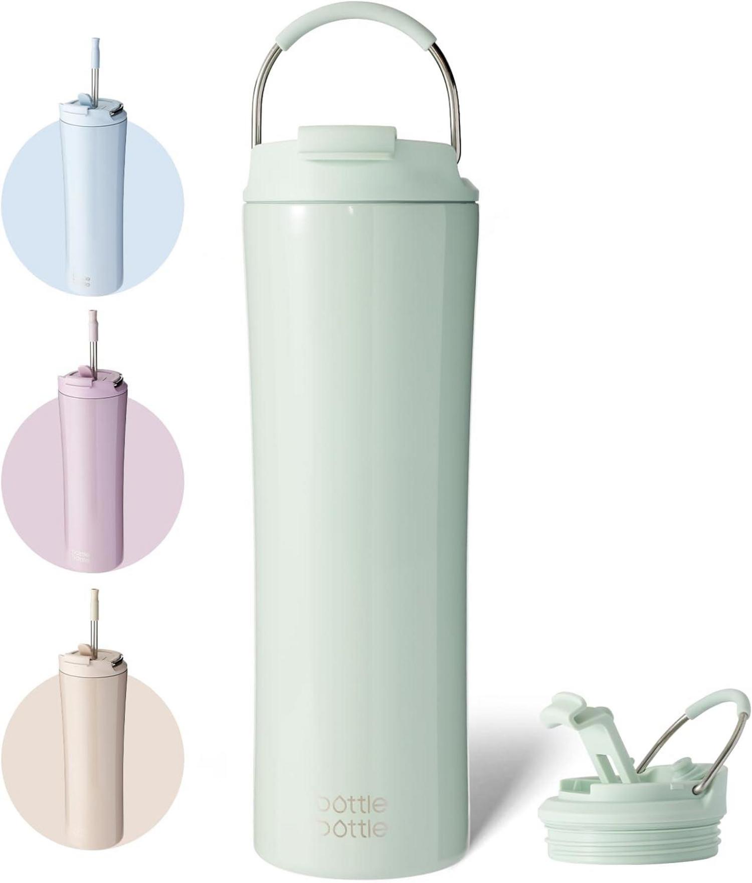 Isolierter Kaffeebecher 680 ml mit Strohhalm, Griff & Deckel