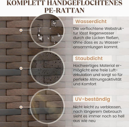 Amopatio Rattan Gartenmöbel Set 3-teilig Braun UV-beständig & Wetterfest
