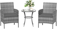 Rattan Gartenmöbel Set 3 teilig Wetterfest Grau