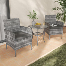 Rattan Gartenmöbel Set 3 teilig Wetterfest Grau