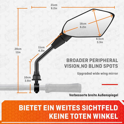 HENMI E-Bike Fahrradspiegel HD Konvexspiegel Rückspiegel