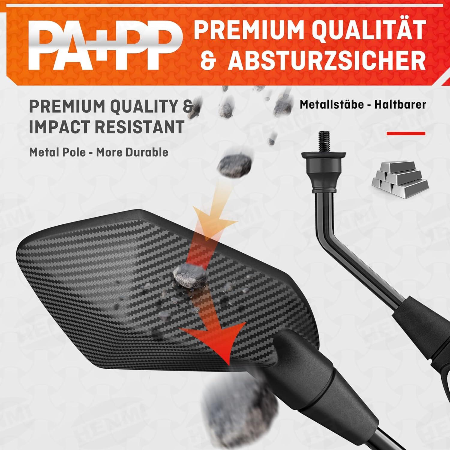 Fahrradspiegel E-Bike Rechts HD Konvexspiegel Extra Groß Schwarz