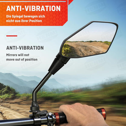 Fahrradspiegel für E-Bike Rechts HD Konvexspiegel Extra Groß Rückspiegel