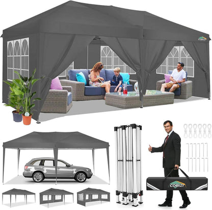 Faltpavillon 3x6 Wasserdicht Winterfest Pop Up Zelt 6 Seitenwände