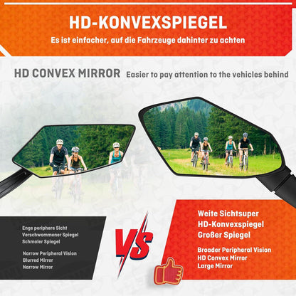 HENMI Fahrradspiegel E-Bike HD Konvexspiegel Große