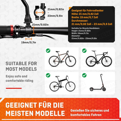 HENMI Fahrradspiegel E-Bike HD Konvexspiegel Extra Groß Rückspiegel Fahrrad Ebike Echtglas Lenker Links Rechts