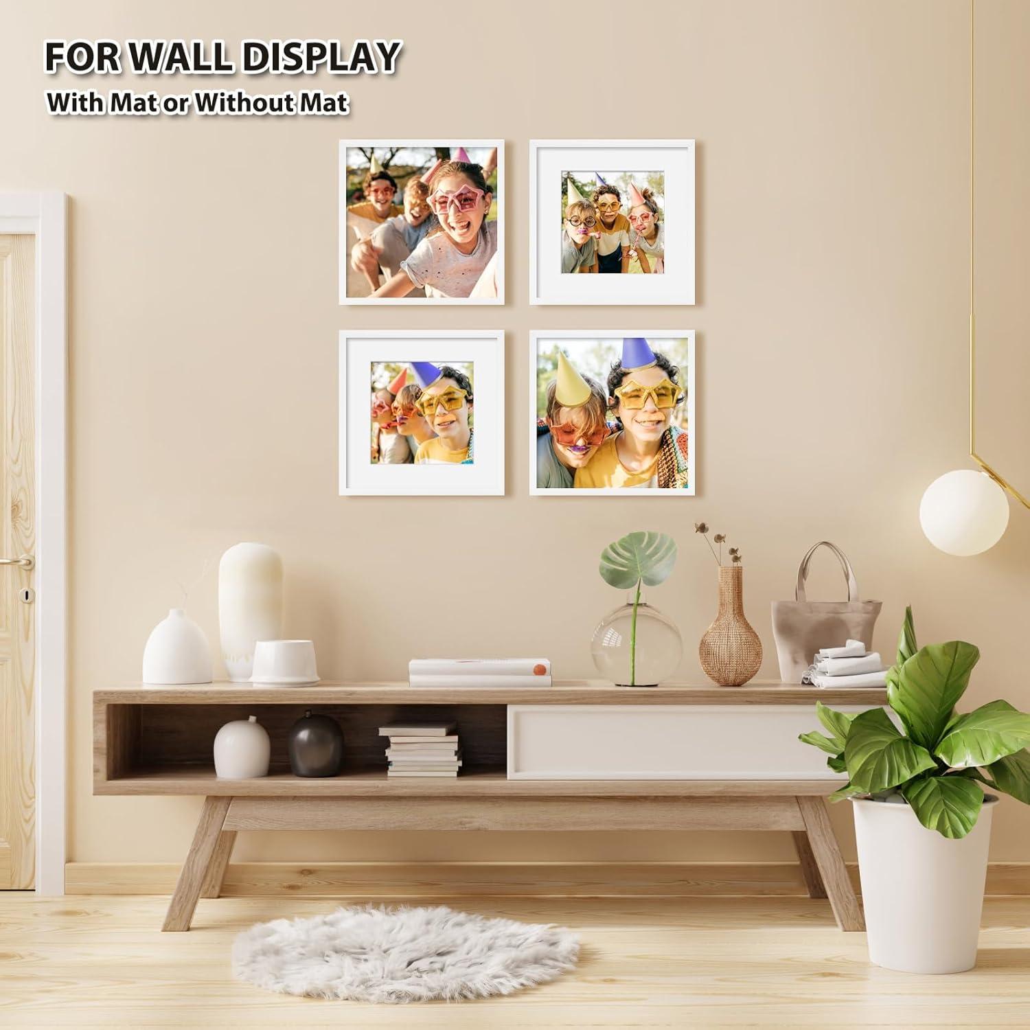 Egofine 30x30cm White Square Photo Frames for Table Top and Wall Mounting