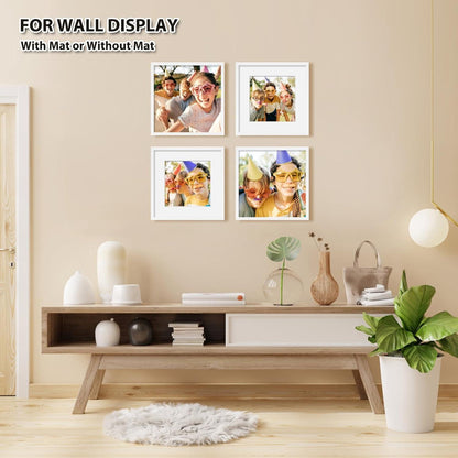 Egofine 30x30cm White Square Photo Frames for Table Top and Wall Mounting