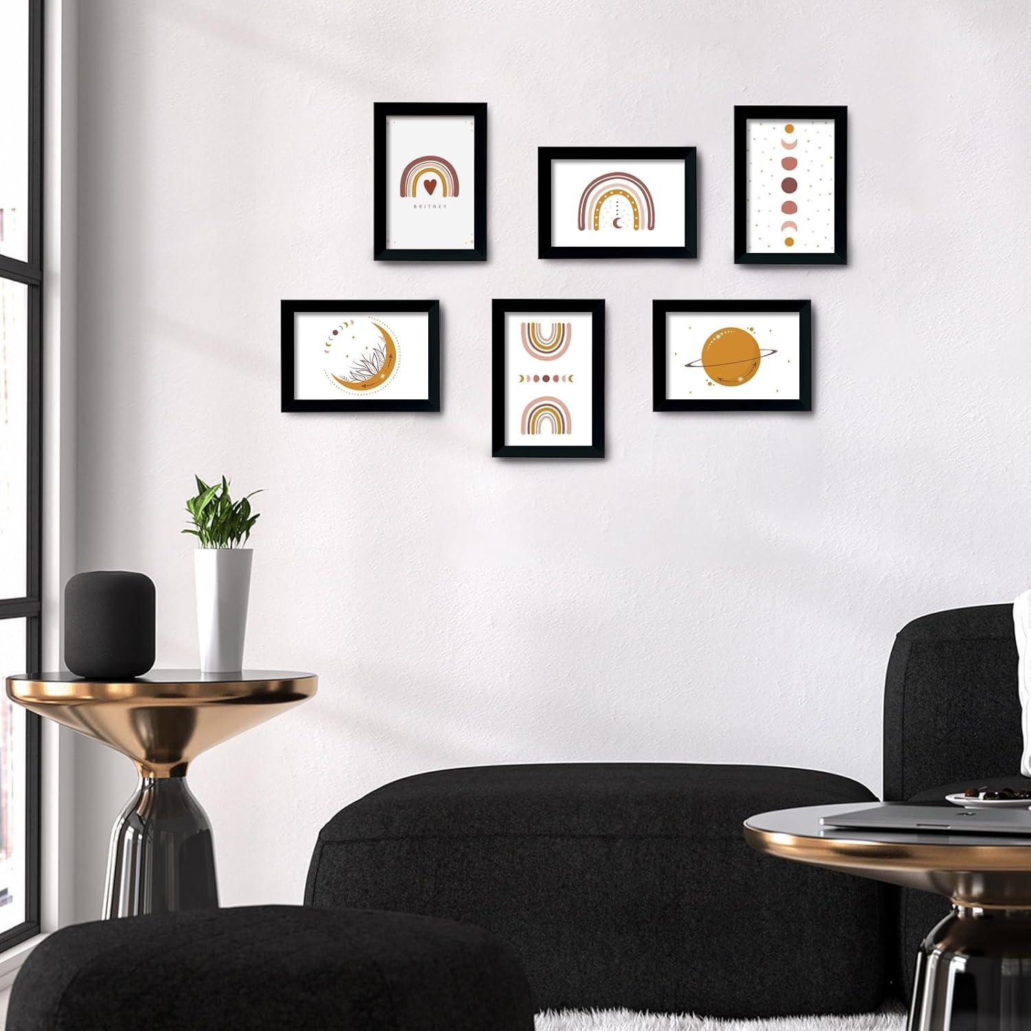 Bilderrahmen Set 10x15 cm Acrylglas MDF Holz Schwarz 6er-Set