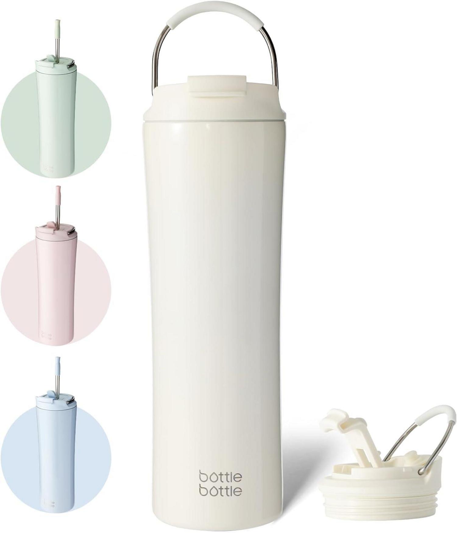 Isolierter Kaffeebecher 680ml mit Strohhalm und Griff