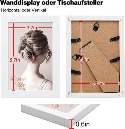 Egofine Picture Frame 10x15 cm Set of 6 Robust Wood