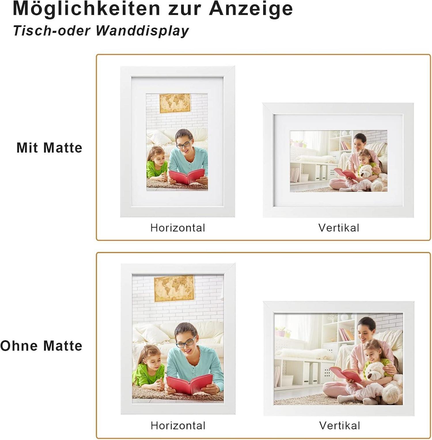 Bilderrahmen 15 x 20 cm Holzrahmen 6er-Set Weiß Echtglas