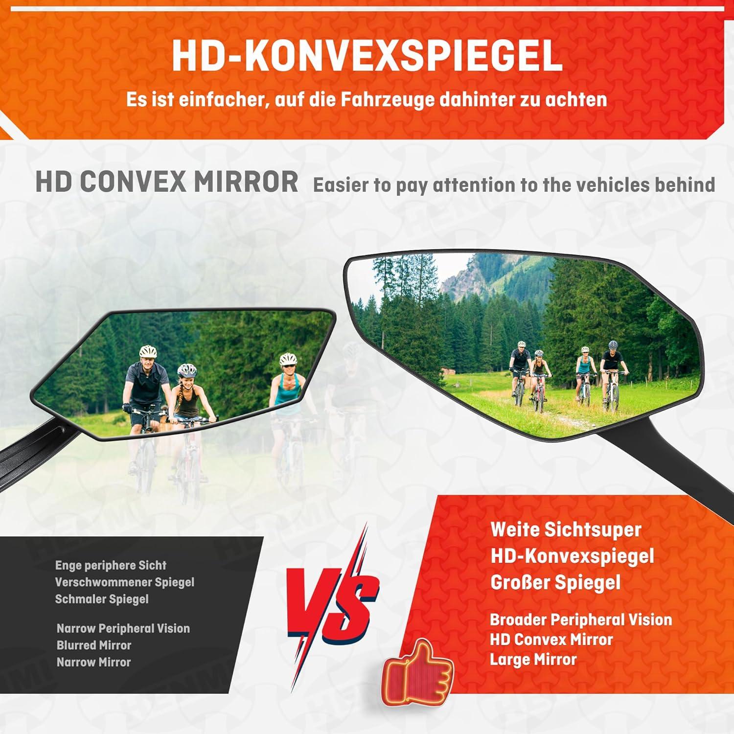 Fahrradspiegel E-Bike HD Konvexspiegel Extra Große