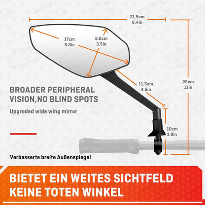 Fahrradspiegel für E-Bike HD Konvexspiegel, Großes Sichtfeld