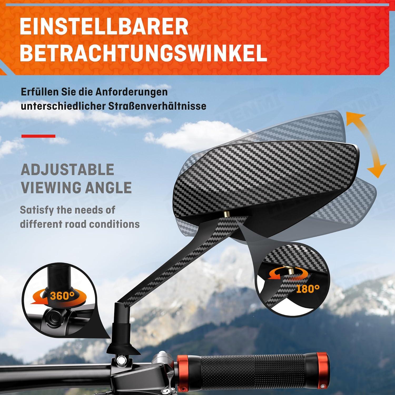 Fahrradspiegel E-Bike HD Konvexspiegel Große Spiegelfläche Links