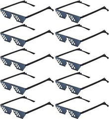 Schwarze Thug Life Pixel Sonnenbrillen 10er Set
