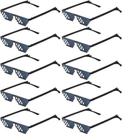 Schwarze Thug Life Pixel Sonnenbrillen 10er Set