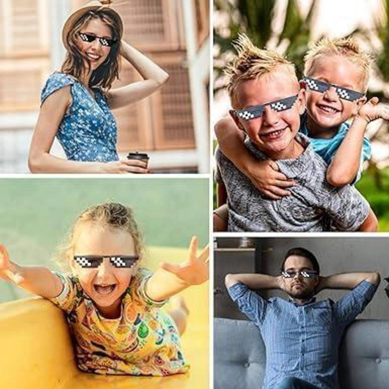 10er Pack Schwarze Pixel Gamer Sonnenbrillen für Party und Foto Requisiten