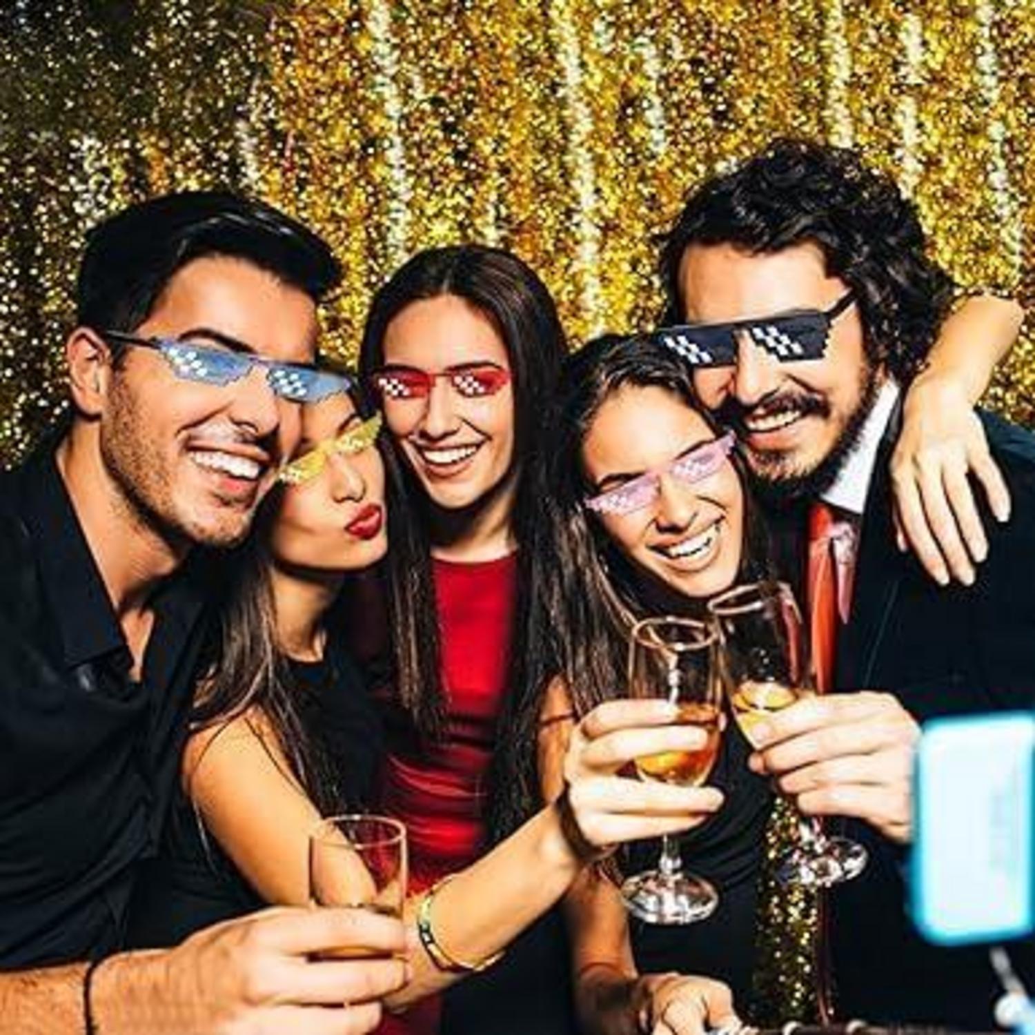 10PC Thug Life Sonnenbrille Pixel Mosaik Brille Party Spaß Set