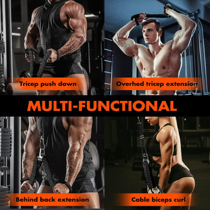 Trizepsseil gedrehtes Nylonseil mit rutschfesten Griffen - Fitnessstudio zu