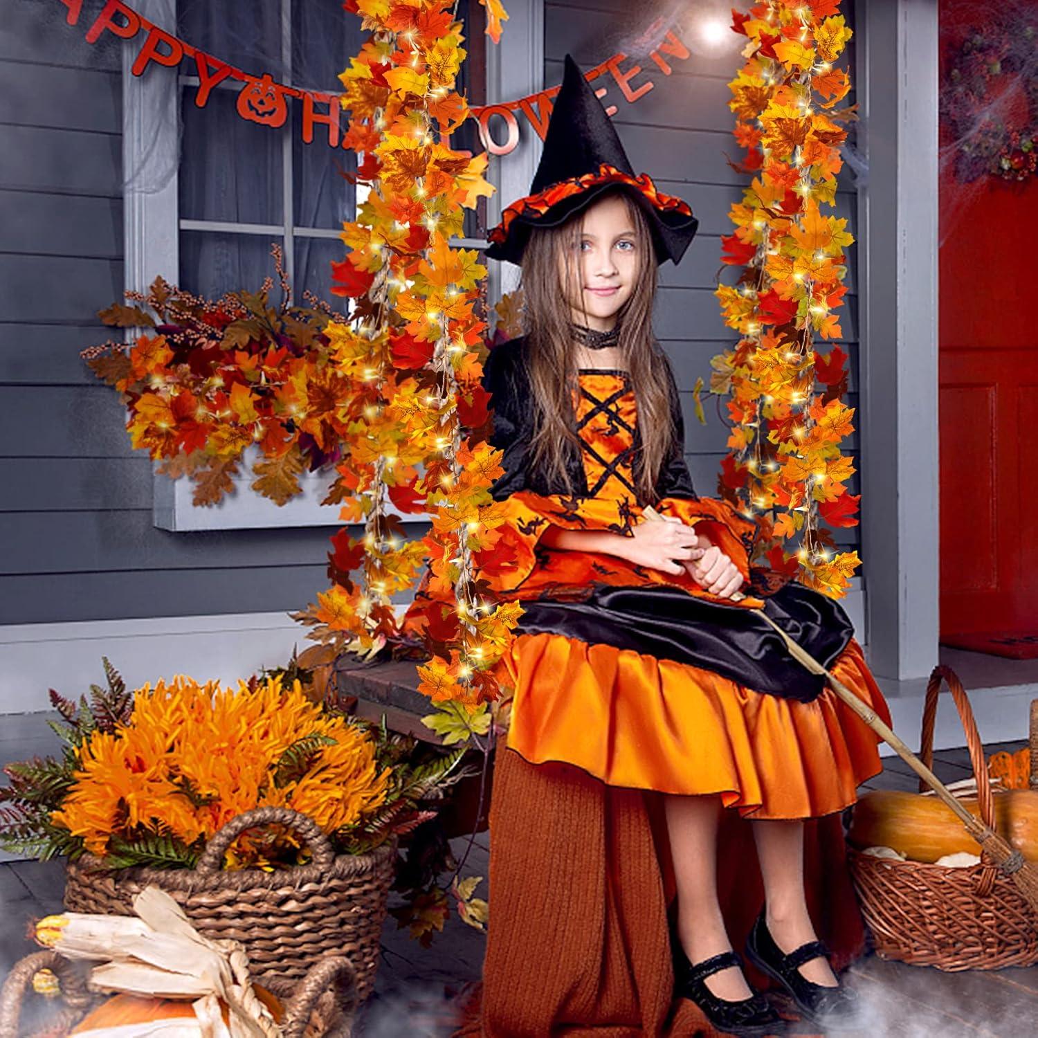 Künstliche Ahornblatt Deko Pflanze Halloween Hochzeiten 175cm 2er Set