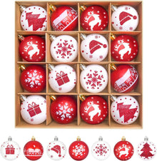16-teiliges Weihnachtskugel Set Kunststoff Rot Weiß 6CM