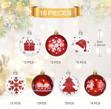Weihnachtskugeln Set Rot Weiß 16 Stück 6CM Christbaumkugeln