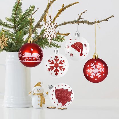 Weihnachtskugeln Kunststoff Set Rot Weiß 16 Stücke 6CM