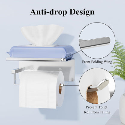 Toilettenpapierhalter mit Ablage Edelstahl Selbstklebend für