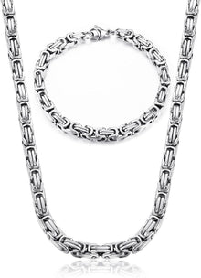 Königskette Halskette und Armband Set Edelstahl 6/8mm