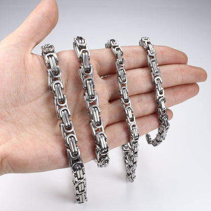 2Pcs Herren Königskette Silber Edelstahl Armband Halskette Set 6/8mm
