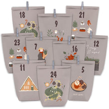 Adventskalender zum Befüllen 24 Kraft braun Lila Tüten mit