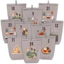 Adventskalender Papiertüten zum Selbstbefüllen Grau Lila 24er Set