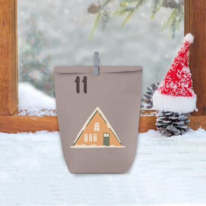 Adventskalender Papiertüten zum Selbstbefüllen Grau Lila 24er Set