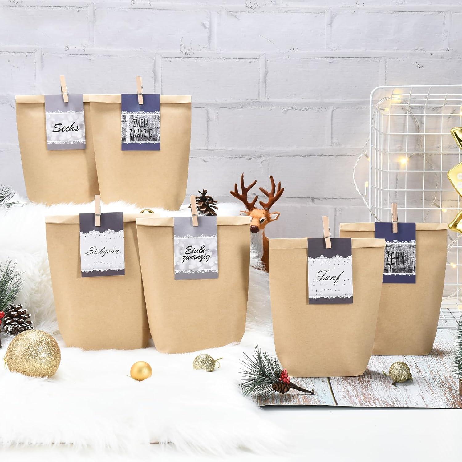 Adventskalender zum Befüllen 24 Weihnachtskalender Papiertüten