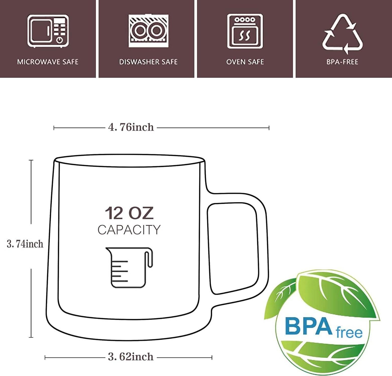 Clear Glass Coffee Mugs (Set 2x355ml) Double Wall