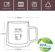 Clear Glass Coffee Mugs (Set 2x355ml) Double Wall