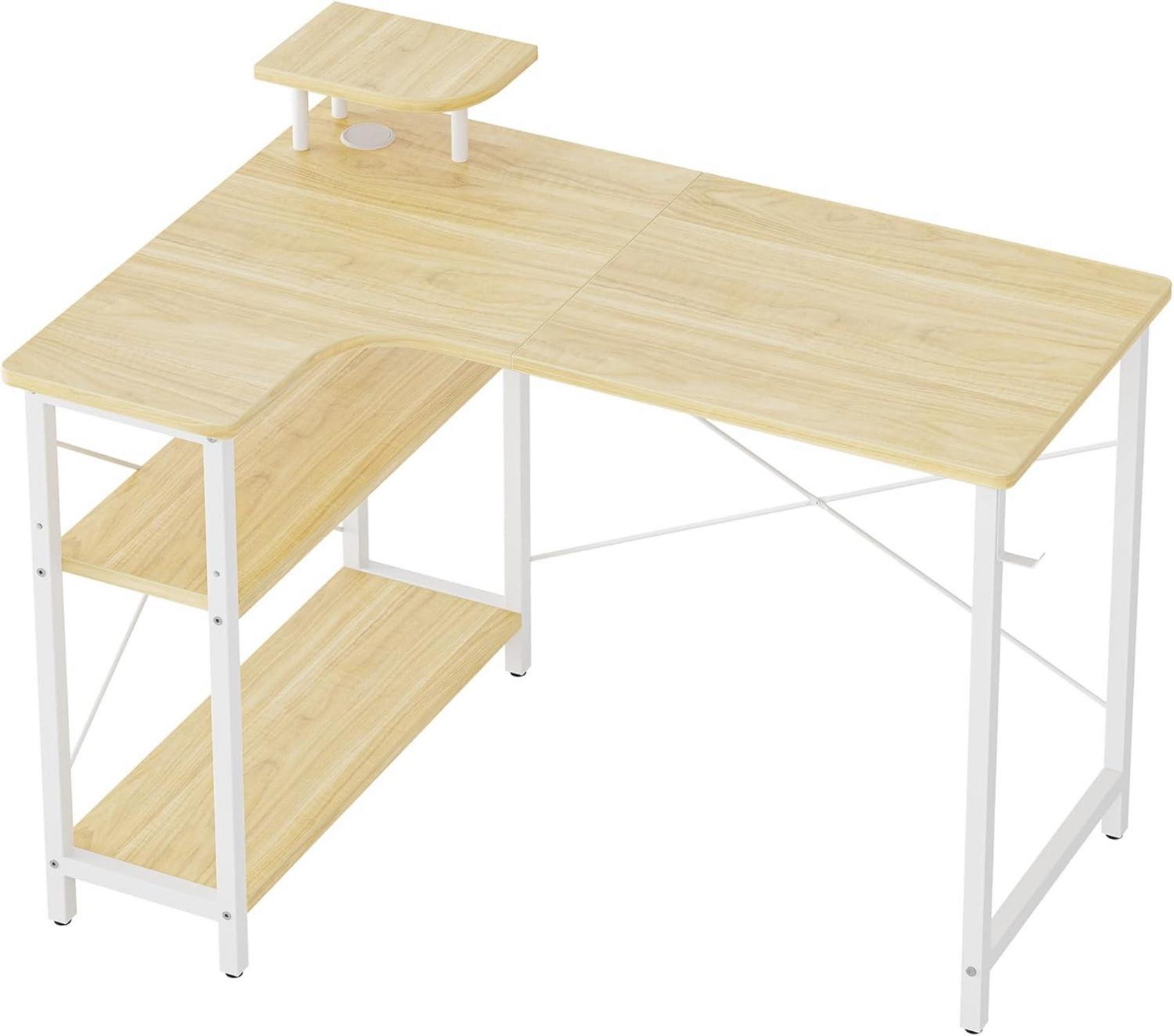 Computertisch mit Ablagefächern und Regalen 110x78cm Naturfarbe Rechteckig