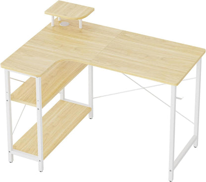 Computertisch mit Ablagefächern und Regalen 110x78cm Naturfarbe Rechteckig
