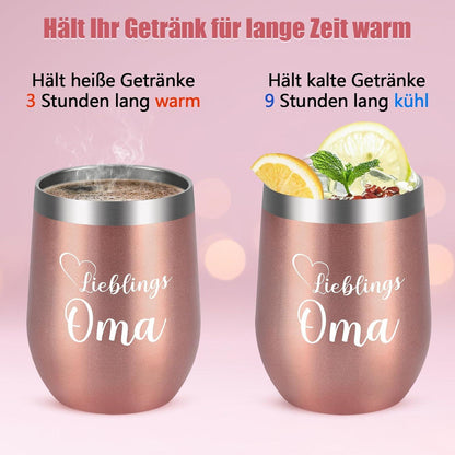 Weihnachtsgeschenk Oma Tasse Becher 350ml Edelstahl Thermobecher