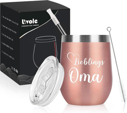 Livole Oma Geschenk: 350ml Thermobecher aus Edelstahl - Weihnachtsgeschenke
