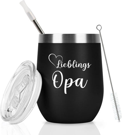 Livole Opa Geschenk 12oz Camping Becher Thermo 350ml Kaffeebecher