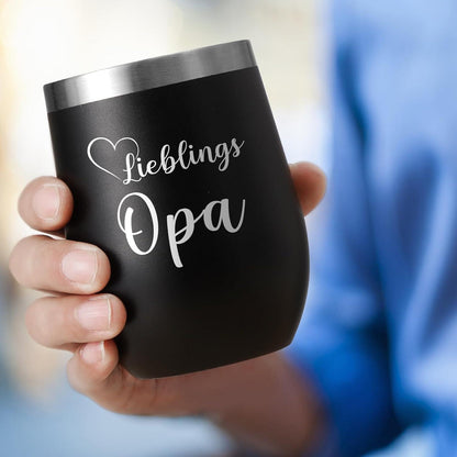 Livole Opa Geschenk Weihnachten 12oz Camping Becher Thermo 350ml Kaffeebecher