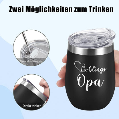 Opa Weihnachtsgeschenk - 12oz Camping Thermobecher 350ml Kaffeebecher