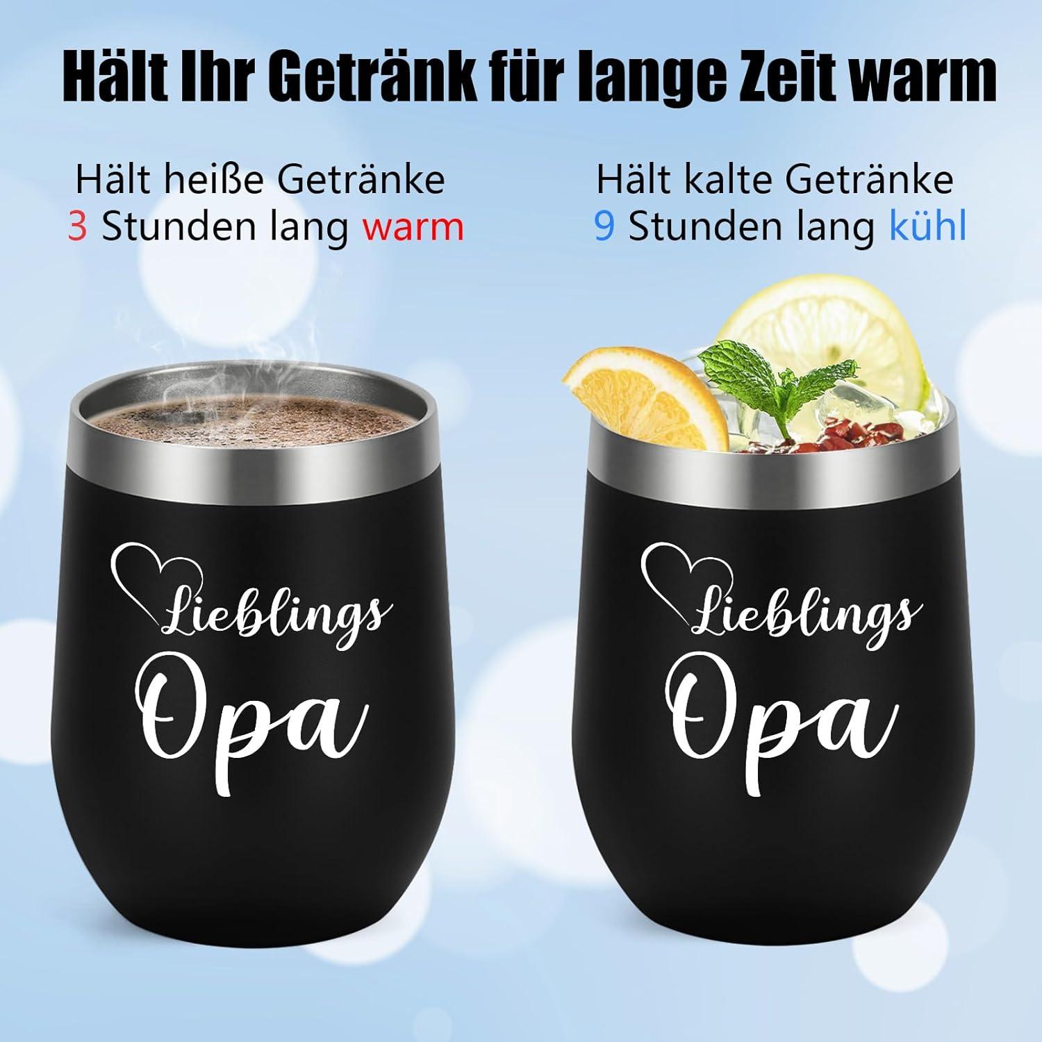 Opa Geschenk Weihnachten, 12oz Thermo Becher mit Deckel