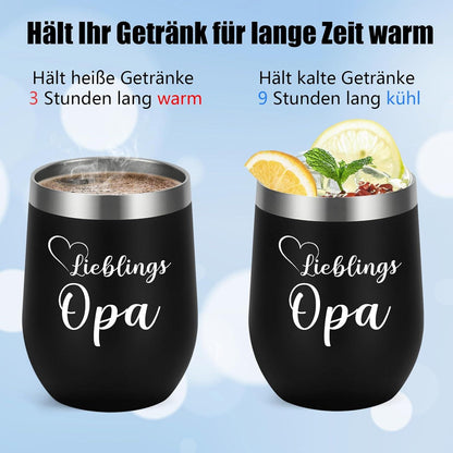 Opa Geschenk Weihnachten, 12oz Thermo Becher mit Deckel