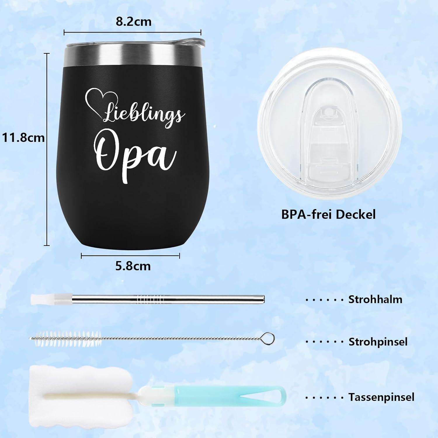 Opa Weihnachtsgeschenk - 12oz Camping Thermobecher 350ml Kaffeebecher