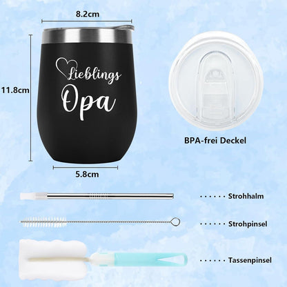 Opa Weihnachtsgeschenk - 12oz Camping Thermobecher 350ml Kaffeebecher