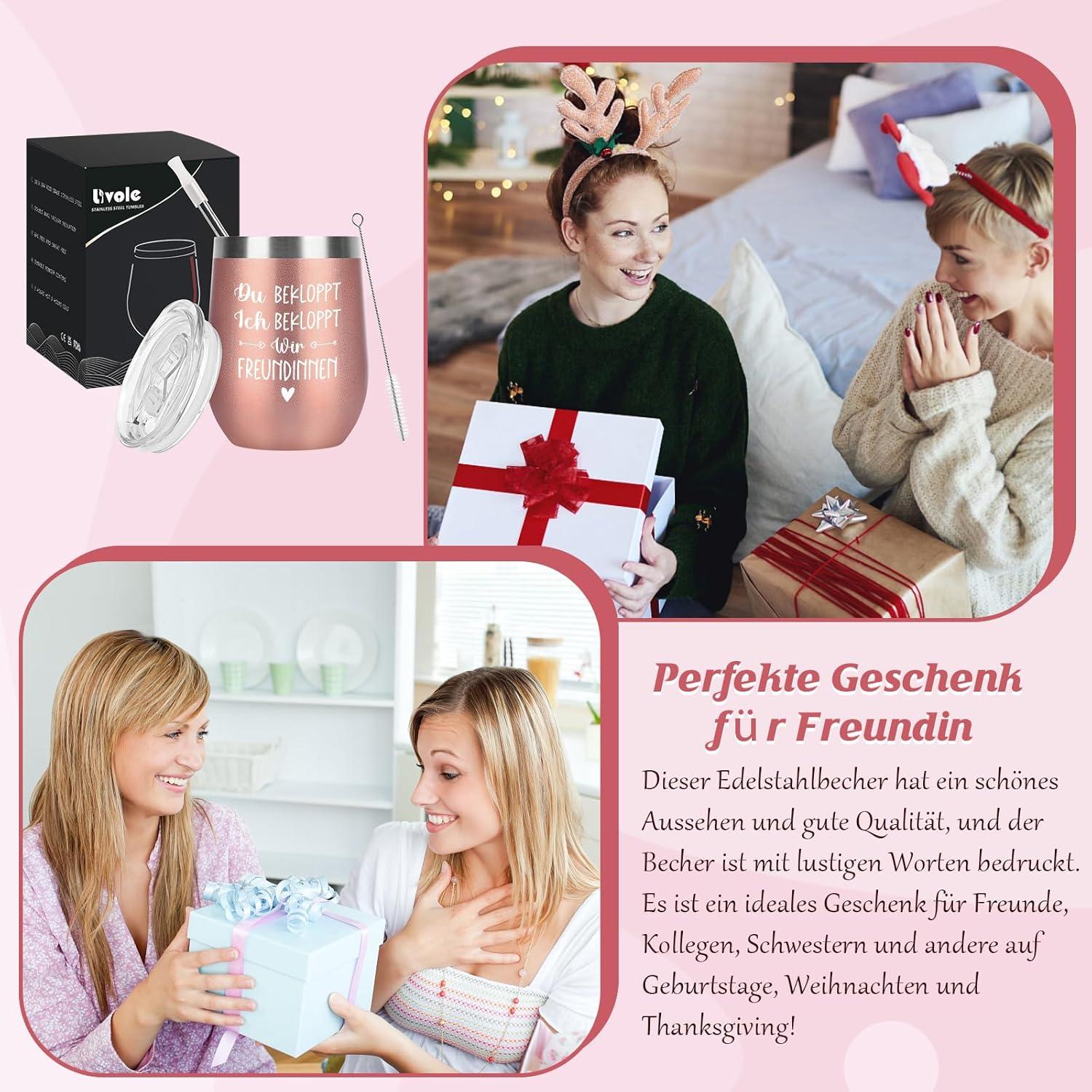 Livole Lustige Geschenke - Edelstahl Kaffeebecher to go, Roségold 12oz 350ml